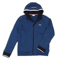 Tmavomodrá prepínaci mikina s logom a kapucňou Hugo Boss