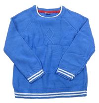 Modrý sveter s kotvou a pruhmi miniclub