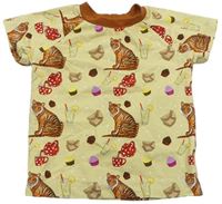 Béžovo-medové bodkovaná é tričko s tigrami a obrázkami