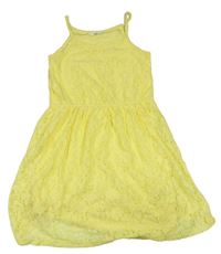 Žlté čipkové letné šaty s kvietkami H&M