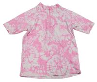 Ružovo-biele batikované UV tričko Tu