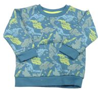 Modrošedá mikina s dinosaurami zn. PRIMARK