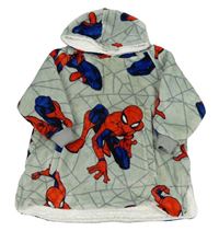 Šedá plyšová dlouhá oversize zateplená mikina se Spider-many a kapucí MARVEL