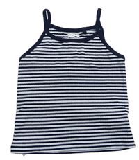Tmavomodro-biely pruhovaný rebrovaný crop top Next