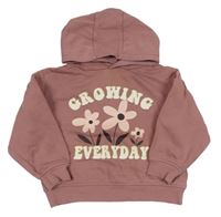 Kakaová oversize mikina s kvietkami a kapucňou PRIMARK