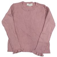 Staroružový rebrovaný sveter s volánikmi zn. H&M