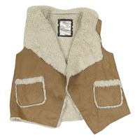 Hnědá semišová zateplená vesta/cardigan F&F