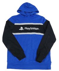 Safírovo-černá mikina s PlayStation a pruhy a kapucí C&A