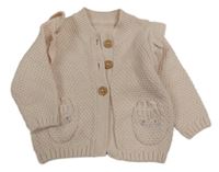 Světlepudrový vzorovaný prepínaci sveter s čumáčky/kapsami a volánikmi zn. Mothercare