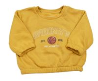 Horčicová mikina s loptou a nápisom PRIMARK