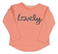 Neónově korálová rebrovaná mikina s nápisom s flitrami St. Bernard