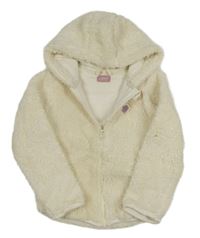 Smotanová huňatá podšitá bunda so srdiečkom a kapucňou alive