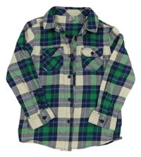 Smetanovo-tmavomodro/zeleno-modrá kostkovaná košile Tu