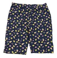 Tmavomodré legínové kraťasy s ovocem a melouny Topolino