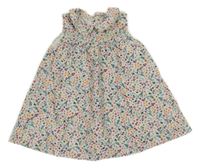 Smotanové menšestrové šaty s kvietkami a volánikom a golierikom C&A