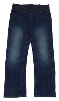 Tmavomodré skinny rifle se srdíčkovými kapsami a úpletovým pasem C&A