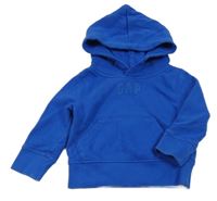 Cobaltovoě modrá mikina s logom a vreckom a kapucňou GAP