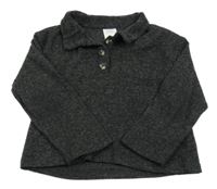 Čierno-sivý melírovaný úpletový sveter s golierikom ZARA