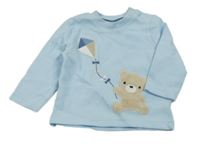 Světlemodré žebrované mikinotriko s medvedíkom little nutmeg