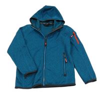 Modrozeleno-černá melírovaná pletená propínací mikina s kapucí CMP