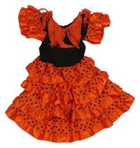 Kockovaným - Červeno-čierne šaty s bodkami a volánikmi a strapcemi