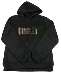 Čierna tepláková mikina s nápisom a kapucňou