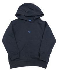 Tmavomodrá mikina s logom a vreckom a kapucňou Next