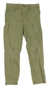 Khaki skinny rifle s vyšúchaním Denim Co.