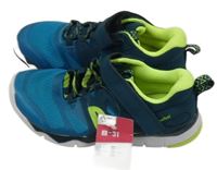 Nové - tmavopetrolejovo-modrozeleno-limetkové textilní funkční botasky Decathlon vel. 31