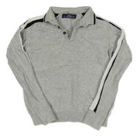 Sivo-bielo-čierny melírovaný sveter s golierikom Next