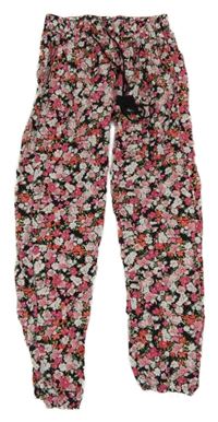 Čierne kvietkovane ľahké nohavice HaILYS