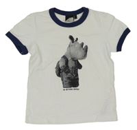 Bielo-tmavomodré tričko s nosorožcem G-STAR RAW