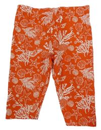 Tmavooranžové capri legíny s mušličkami a hvězdicemi TCM
