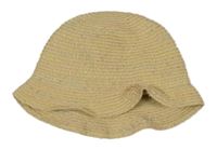 Světlebéžovo-barevný melírovaný slaměný klobouk maximo