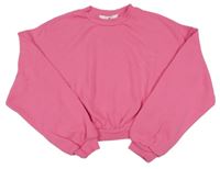 Tmavoružová oversize crop mikina H&M