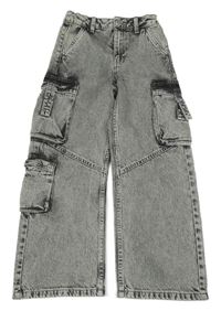 Šedé plísňové cargo wide leg rifle Denim Co.