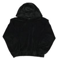 Čierna rebrovaná zamatová crop mikina s kapucňou F&F