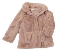 Starorůžový kožešinový podšitý kabát s límečkem H&M
