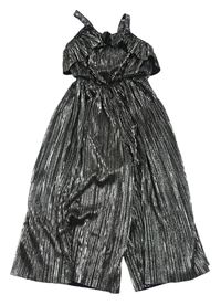 Černo-stříbrný plisovaný slavnostní culottes overal Outfit Kids