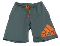 Šedé sportovní funkční kraťasy s logem Adidas