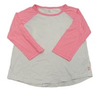 Bielo-neónově ružové tričko s vreckom H&M