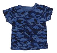 Tmavomodré army tričko s dinosaurami Matalan