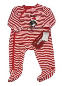 Nové - Červeno-bílý pruhovaný sametový overal se sovou Primark
