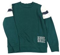 Tmavozeleno-biela mikina s nápisom LaRedoute