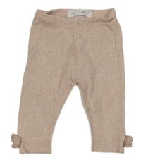 Ružové melírované rebrované úpletové tepláky s mašľami Zara