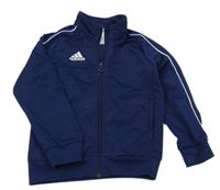 Tmavomodrá sportovní propínací mikina s logem Adidas