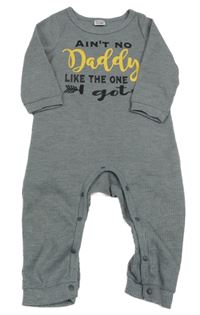 Šedý melírovaný žebrovaný overal s nápisem PatPat