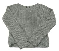 Šedý třpytivý svetr s flitry