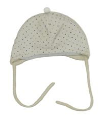 Smetanová puntíkatá sametová čepice