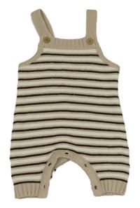 Béžovo-smetanovo-hnědé pruhované pletené laclové tepláky Nutmeg